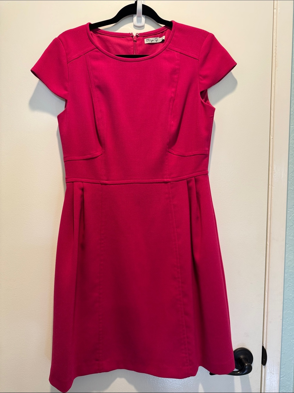 Eliza J Bright Fuchsia Cap-Sleeve Fit & Flare Dress